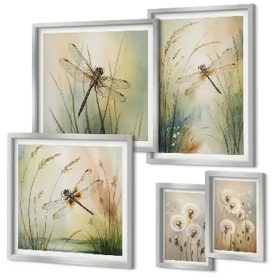 Conjunto de cuadros decorativos con motivos bohemios de la naturaleza y libélulas