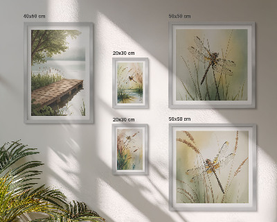Set de 5 cuadros para salón Paisajes apacibles de libélulas