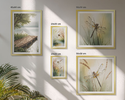 Set de 5 cuadros para salón Paisajes apacibles de libélulas