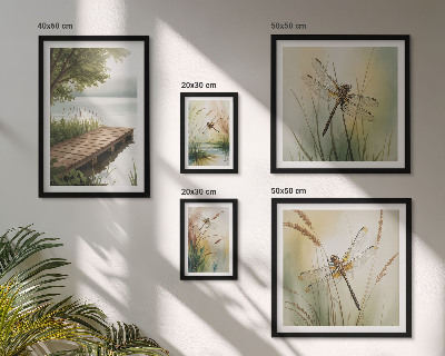 Set de 5 cuadros para salón Paisajes apacibles de libélulas