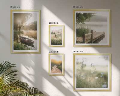 Pared galería de arte Paisajes tranquilos de agua y vegetación.