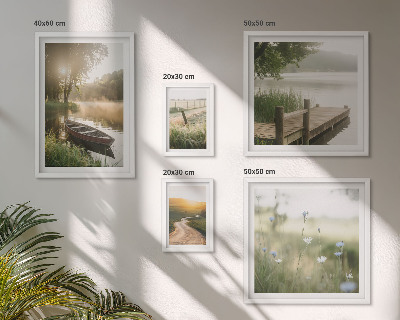 Pared galería de arte Paisajes tranquilos de agua y vegetación.