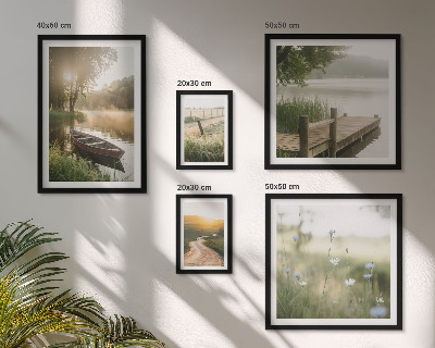 Pared galería de arte Paisajes tranquilos de agua y vegetación.