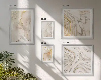 Set de 5 cuadros para salón con composiciones abstractas en color beige