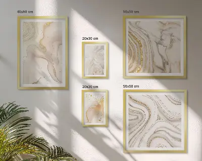 Set de 5 cuadros para salón con composiciones abstractas en color beige