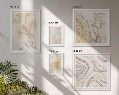 Set de 5 cuadros para salón con composiciones abstractas en color beige