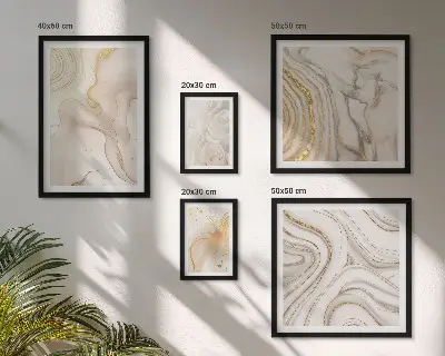 Set de 5 cuadros para salón con composiciones abstractas en color beige