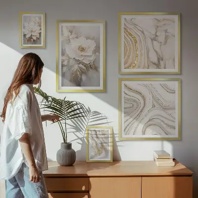 Pared galería de arte motivos florales abstractos con un toque de elegancia