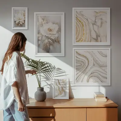 Pared galería de arte motivos florales abstractos con un toque de elegancia