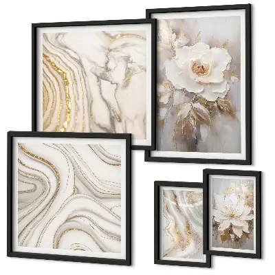 Pared galería de arte motivos florales abstractos con un toque de elegancia