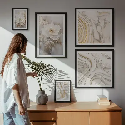 Pared galería de arte motivos florales abstractos con un toque de elegancia