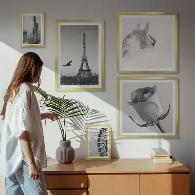 Conjunto de cuadros decorativos con imágenes elegantes en blanco y negro