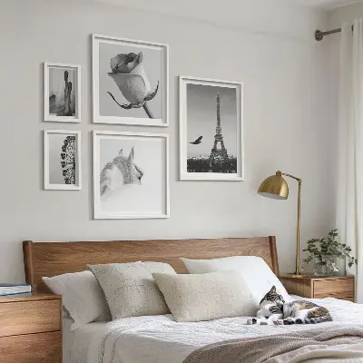 Conjunto de cuadros decorativos con imágenes elegantes en blanco y negro