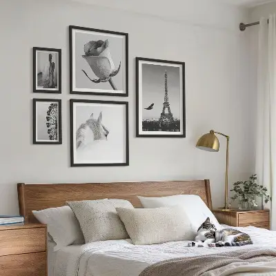 Conjunto de cuadros decorativos con imágenes elegantes en blanco y negro
