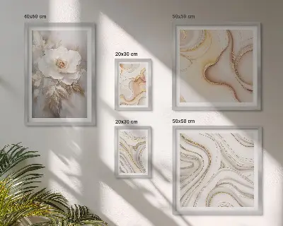 Set de 5 cuadros para salón con diseño de elegancia abstracta y motivos florales