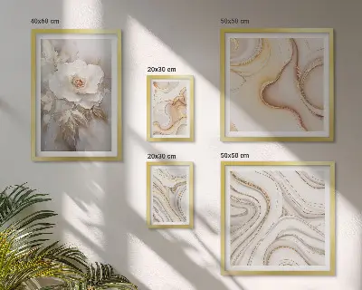 Set de 5 cuadros para salón con diseño de elegancia abstracta y motivos florales