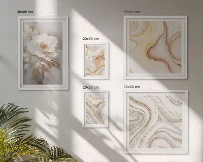 Set de 5 cuadros para salón con diseño de elegancia abstracta y motivos florales