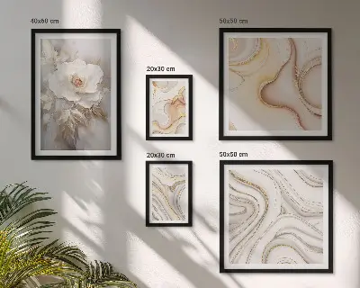 Set de 5 cuadros para salón con diseño de elegancia abstracta y motivos florales