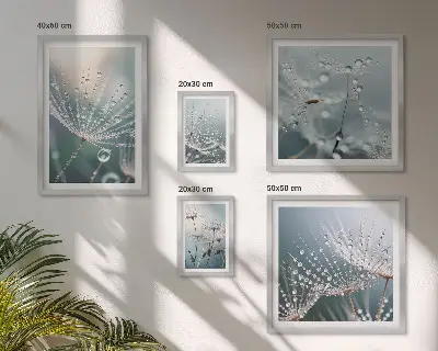 Pared galería de arte gotas de rocío en plantas con estilo minimalista
