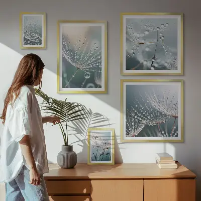 Pared galería de arte gotas de rocío en plantas con estilo minimalista