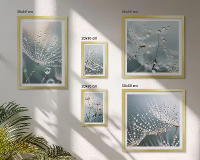 Pared galería de arte gotas de rocío en plantas con estilo minimalista