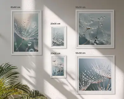 Pared galería de arte gotas de rocío en plantas con estilo minimalista
