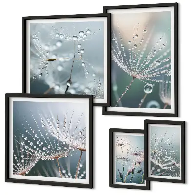 Pared galería de arte gotas de rocío en plantas con estilo minimalista