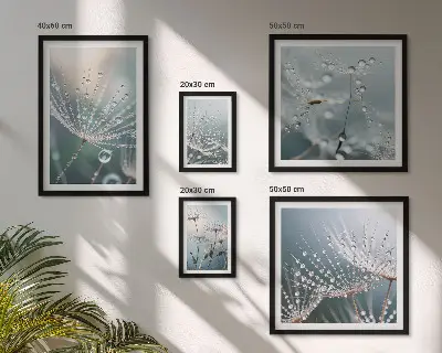Pared galería de arte gotas de rocío en plantas con estilo minimalista