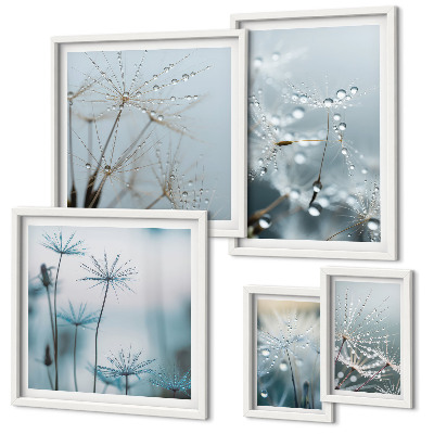 Conjunto de cuadros decorativos Motivos vegetales, gotas de agua