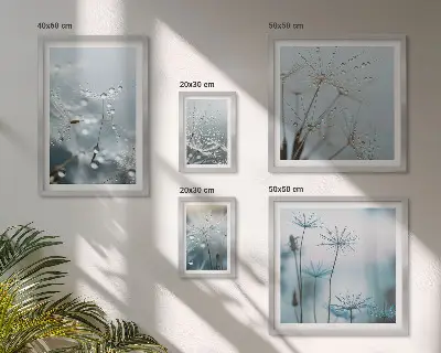 Conjunto de cuadros decorativos con motivos vegetales y gotas de agua