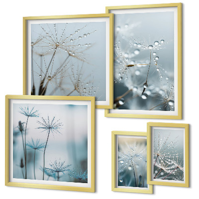 Conjunto de cuadros decorativos Motivos vegetales, gotas de agua