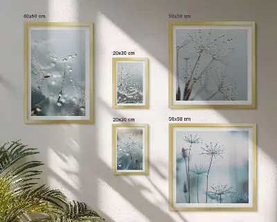 Conjunto de cuadros decorativos con motivos vegetales y gotas de agua