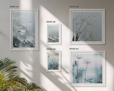 Conjunto de cuadros decorativos con motivos vegetales y gotas de agua
