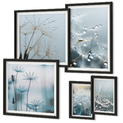 Conjunto de cuadros decorativos Motivos vegetales, gotas de agua