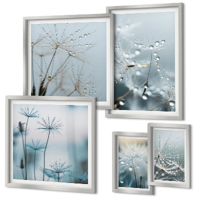 Conjunto de cuadros decorativos Motivos vegetales, gotas de agua