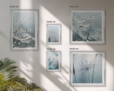 Set de 5 cuadros para salón Gotas de agua sobre las plantas
