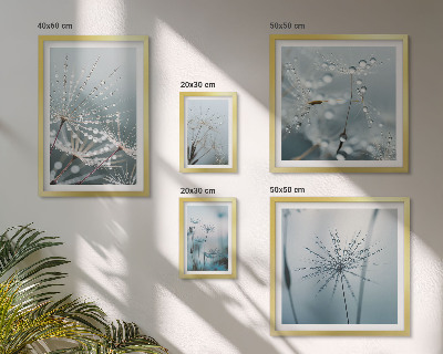 Set de 5 cuadros para salón Gotas de agua sobre las plantas