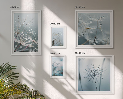 Set de 5 cuadros para salón Gotas de agua sobre las plantas