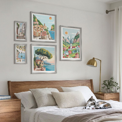 Pared galería de arte Encantadoras montañas y pueblos