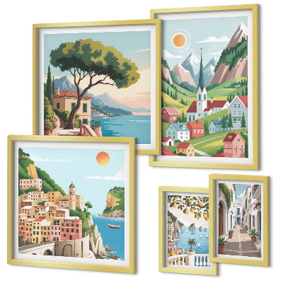 Pared galería de arte Encantadoras montañas y pueblos