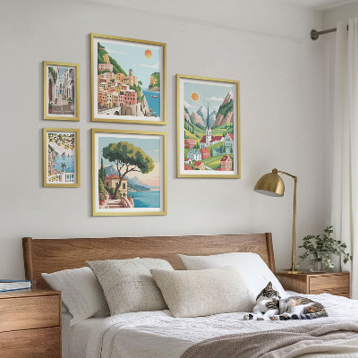 Pared galería de arte Encantadoras montañas y pueblos