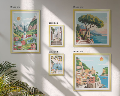 Pared galería de arte Encantadoras montañas y pueblos