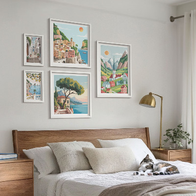 Pared galería de arte Encantadoras montañas y pueblos