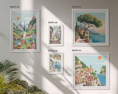 Pared galería de arte Encantadoras montañas y pueblos
