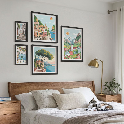 Pared galería de arte Encantadoras montañas y pueblos