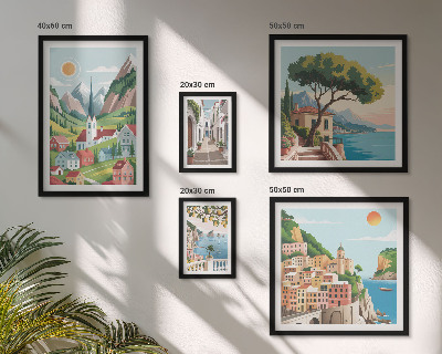 Pared galería de arte Encantadoras montañas y pueblos