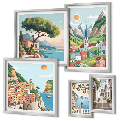 Pared galería de arte Encantadoras montañas y pueblos