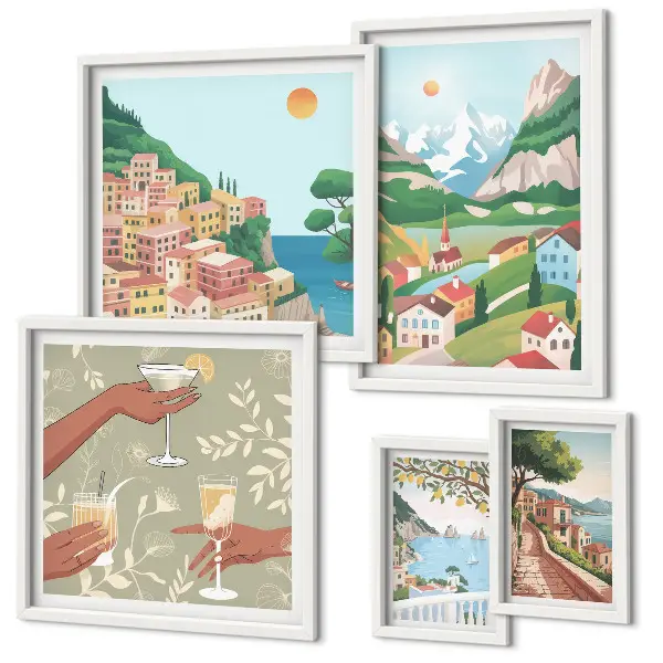 Conjunto de cuadros decorativos con paisajes encantadores para relajarse