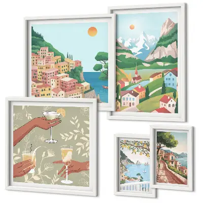 Conjunto de cuadros decorativos con paisajes encantadores para relajarse