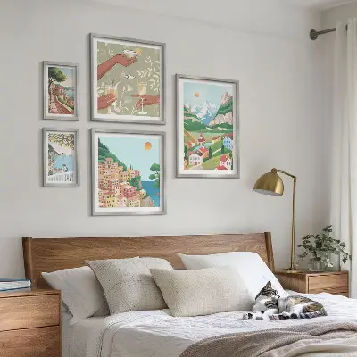 Conjunto de cuadros decorativos con paisajes encantadores para relajarse